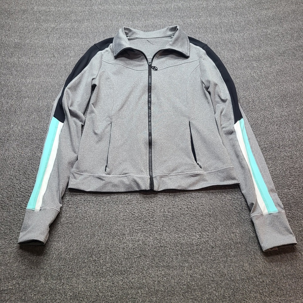Trina Turk Recreation Track Jacket Womens Small Gray Blue Zip Up Sporty
